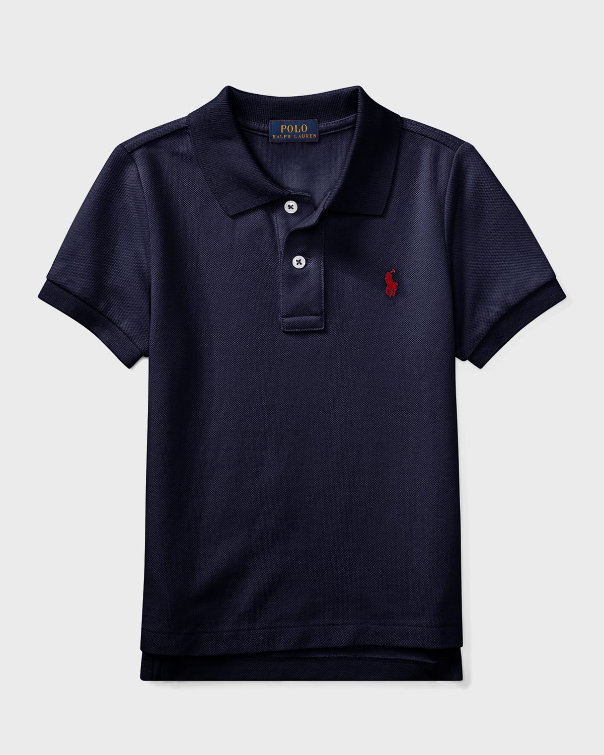 Shop Ralph Lauren Boy's Short-sleeve Logo Embroidery Polo Shirt In Navy