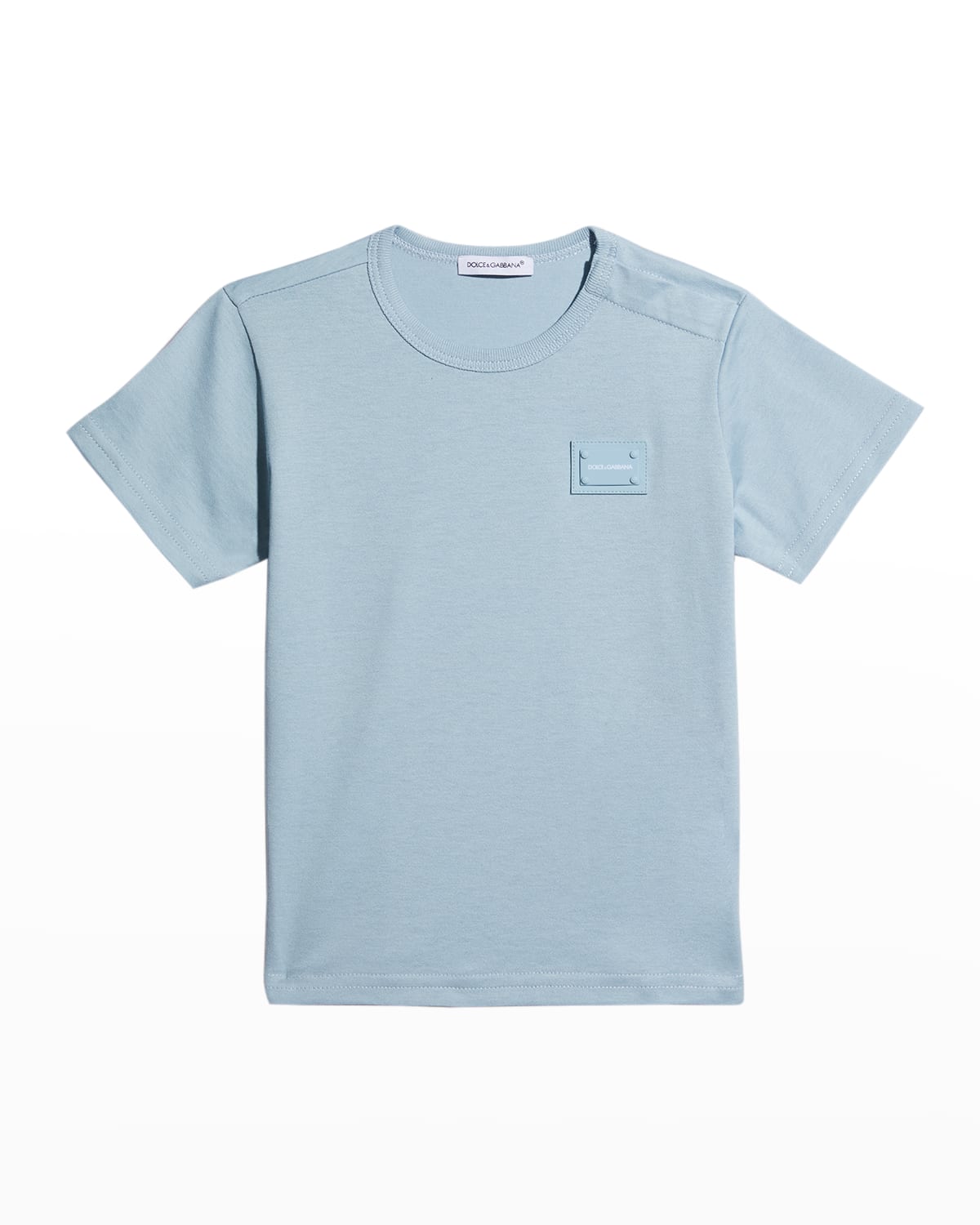 Dolce & Gabbana Kids' Short-sleeve Logo Patch Tee In Azzurro-grigio Ch