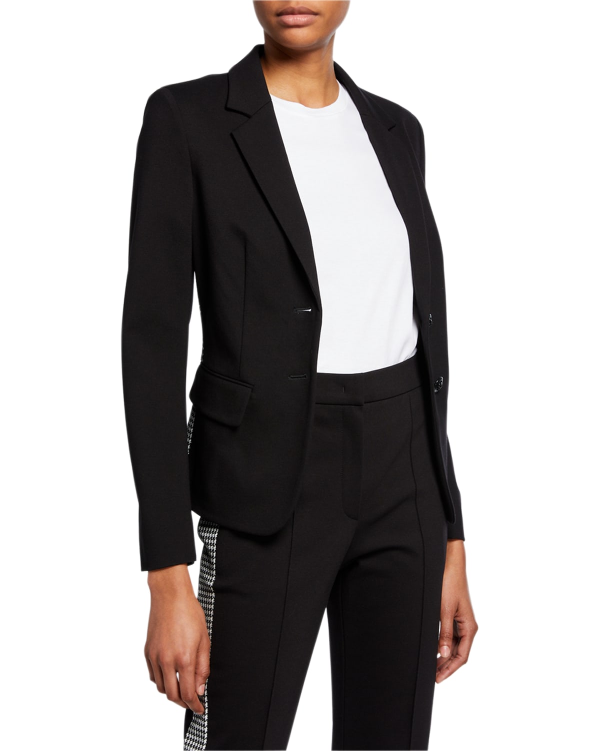 Escada Sport Bamianne Houndstooth-side Blazer Jacket In Black