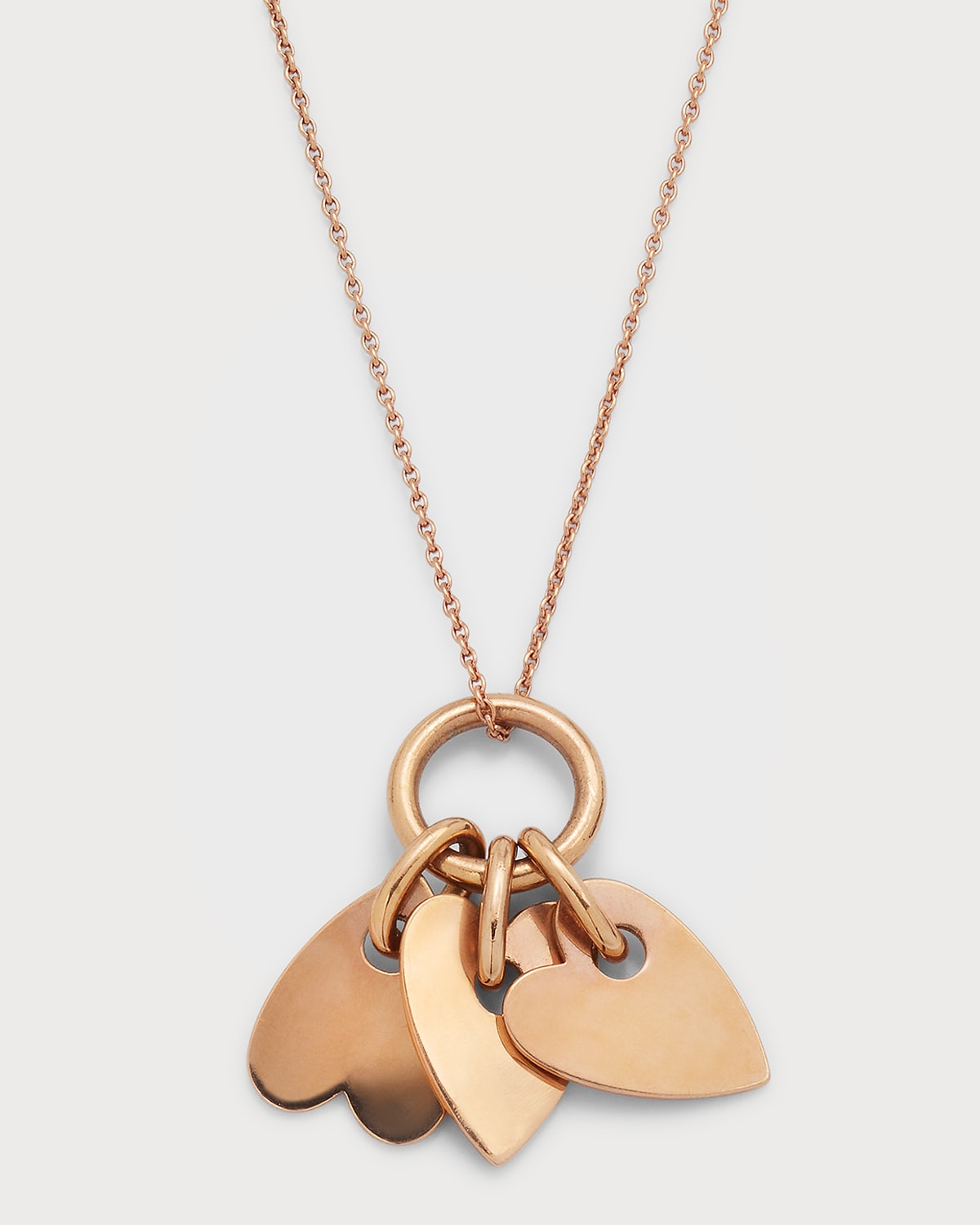 18k Rose Gold Angele 3-Mini Hearts Pendant Necklace