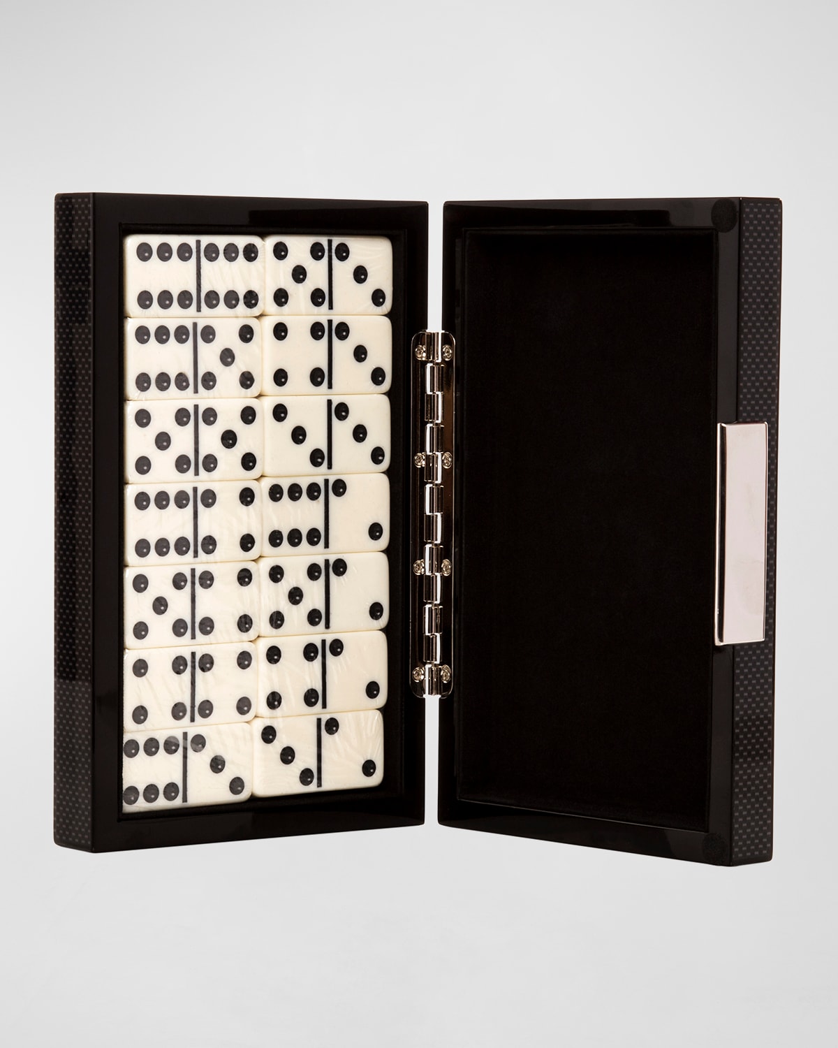 Shop Brouk & Co High-gloss Wood %26 Velvet Domino Set In Carbon Fiber