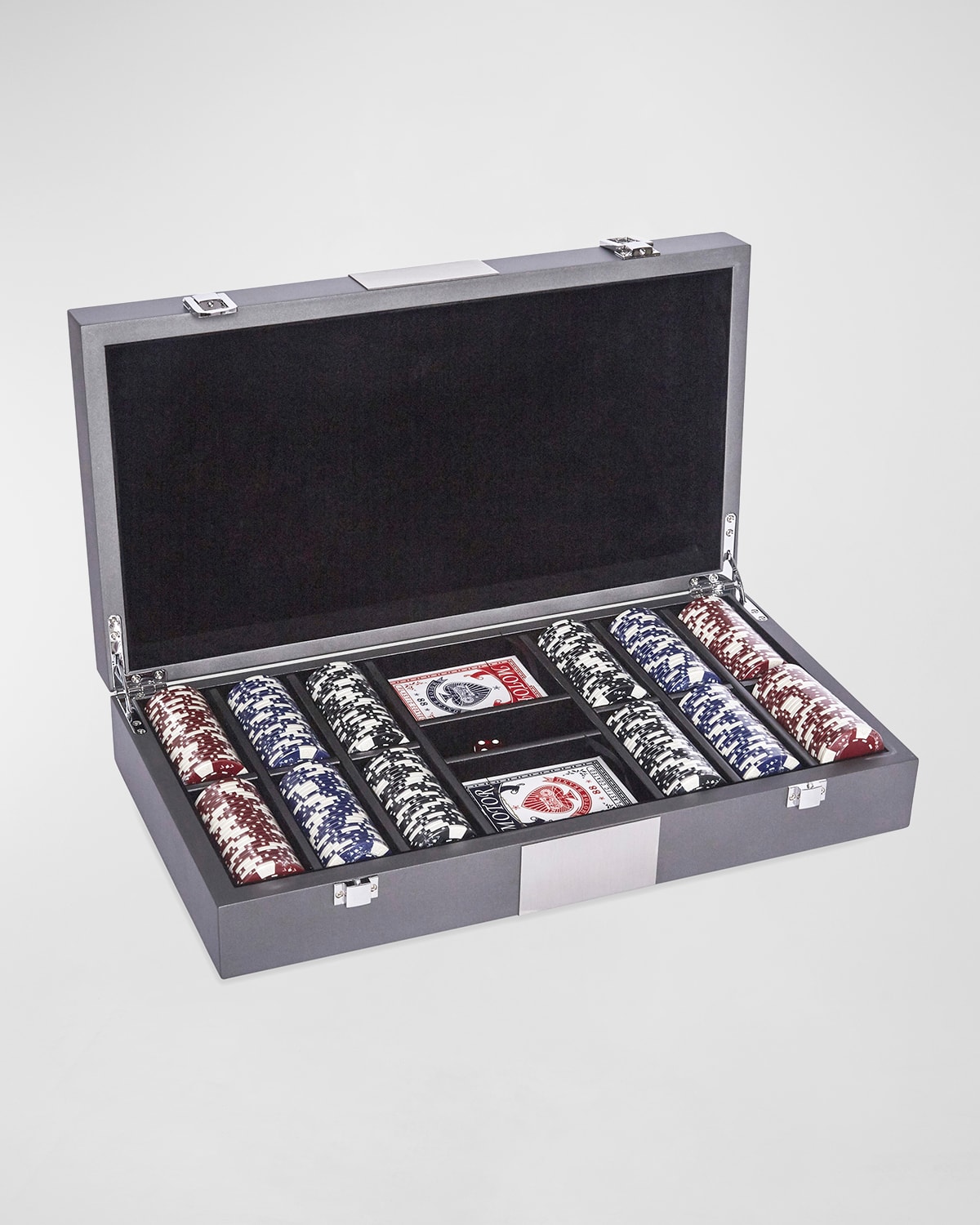 Shop Brouk & Co 300-chip Poker Set In Wooden Case In Gunmetal