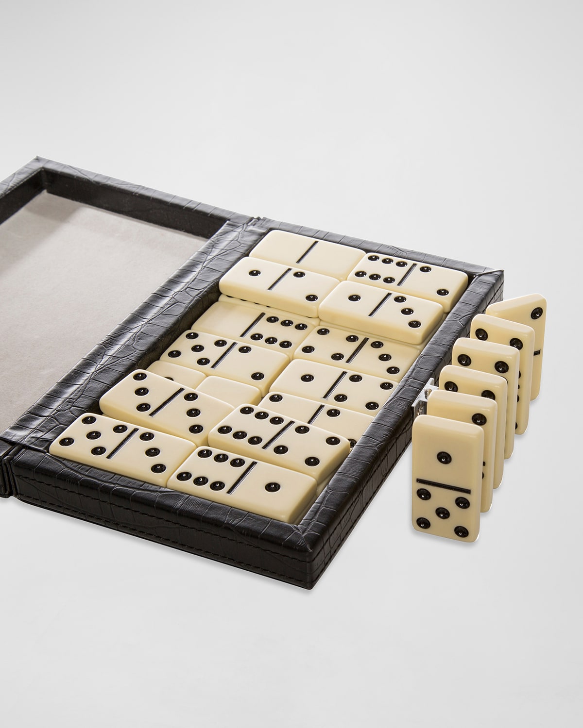 Shop Brouk & Co Domino Game Set With Vegan Leather Case In Black Croc