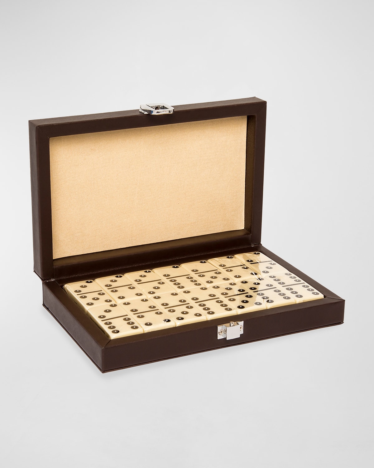 Shop Brouk & Co Domino Game Set With Vegan Leather Case In Chocolate Brown