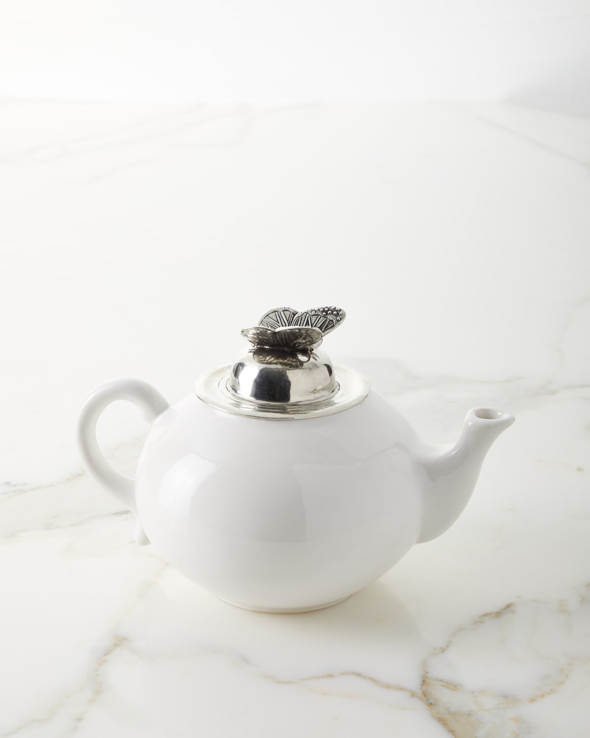 Neiman Marcus Ceramic Pewter Teapot