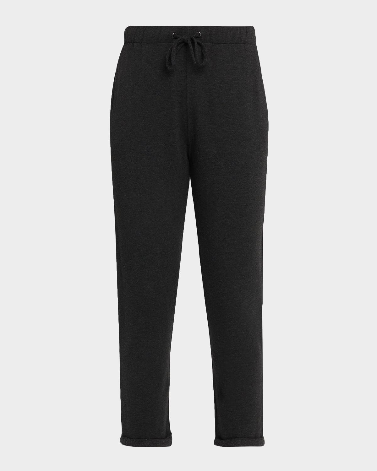 Majestic Drawstring French Terry Pants With Rolled Hem In Black