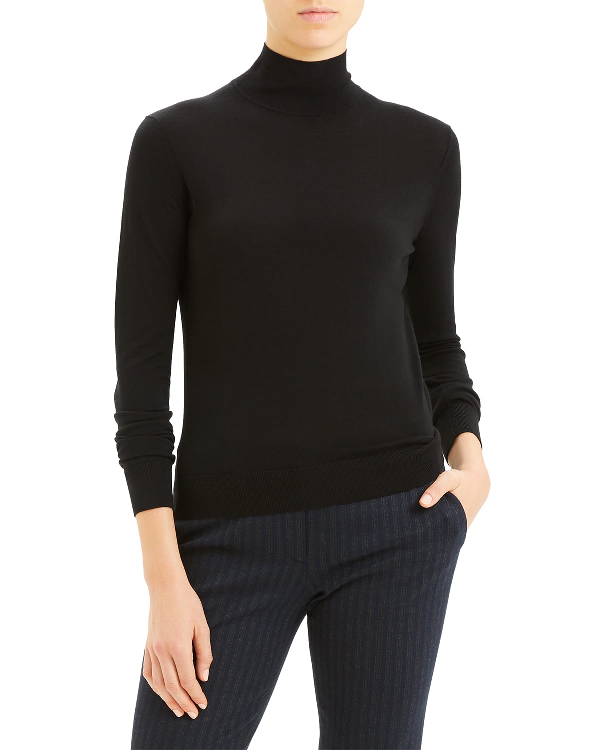 Theory Leenda Long Sleeve Turtleneck In Black