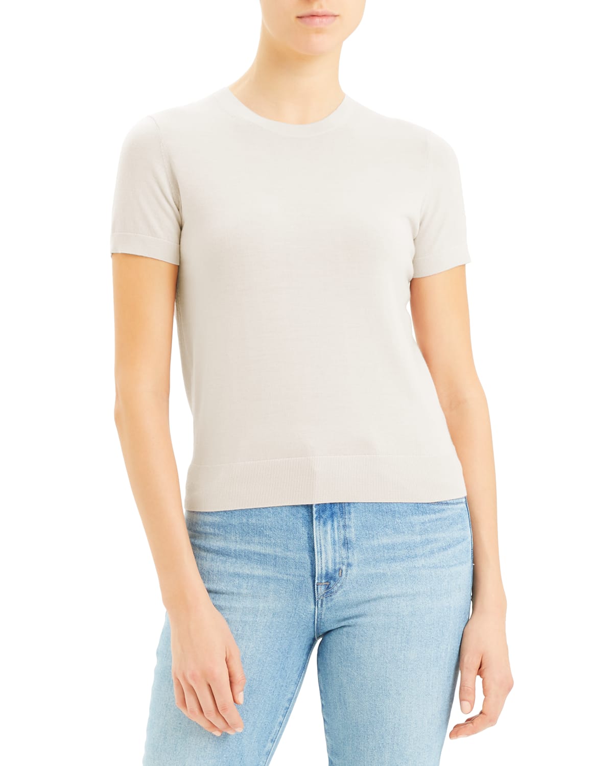 Theory Basic Regal Wool Short sleeve Tee In New Ivory ModeSens