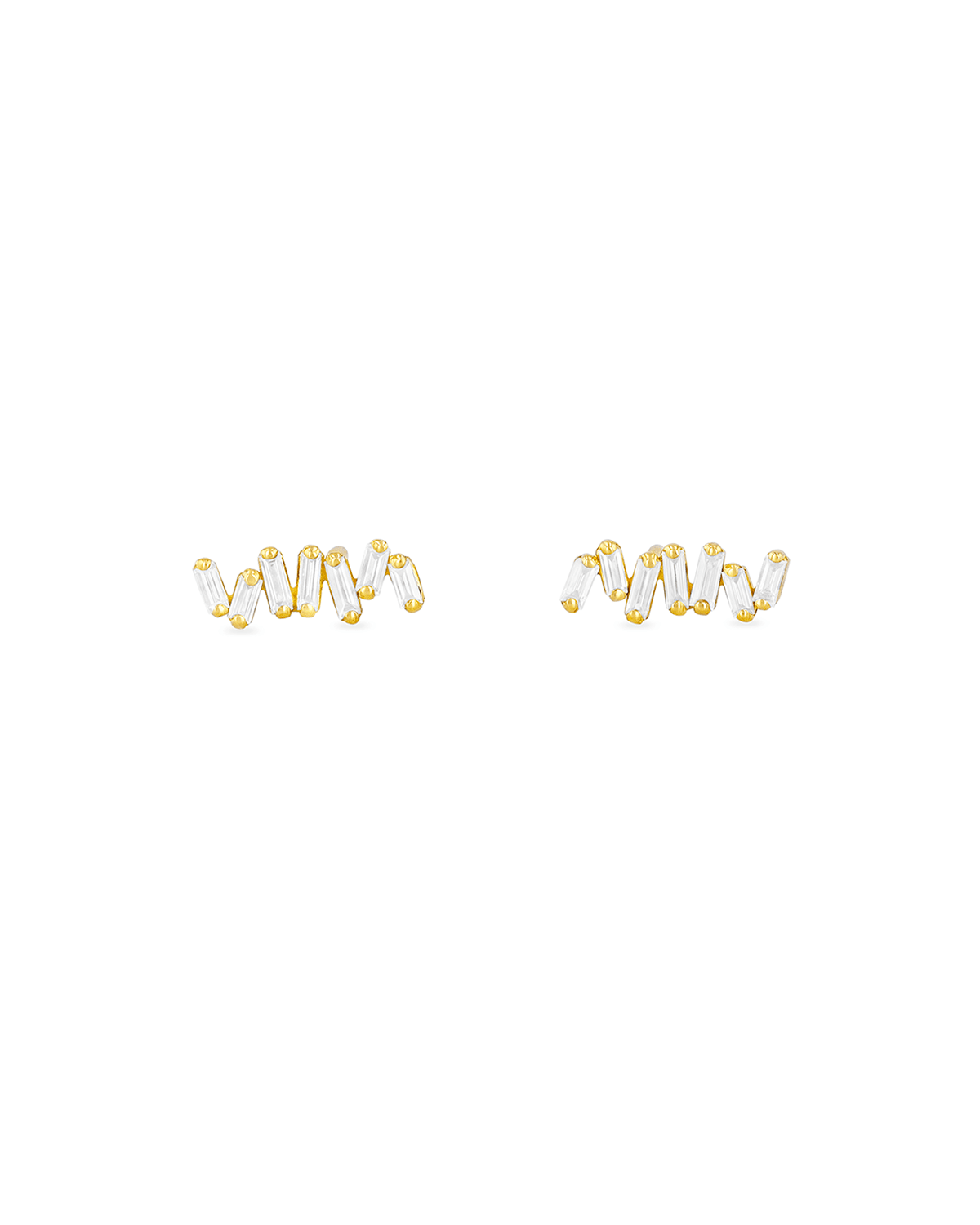 18k White Gold Diamond Baguette Stud Earrings