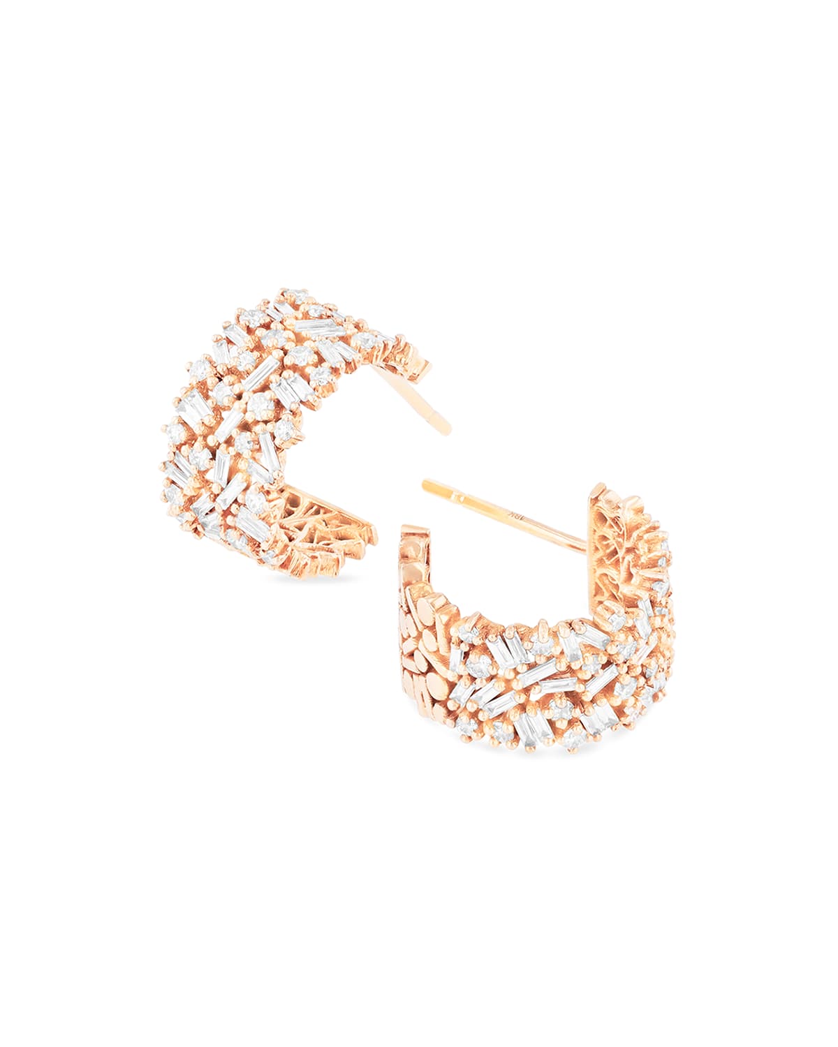 18k White Gold Diamond Huggie Hoop Earrings