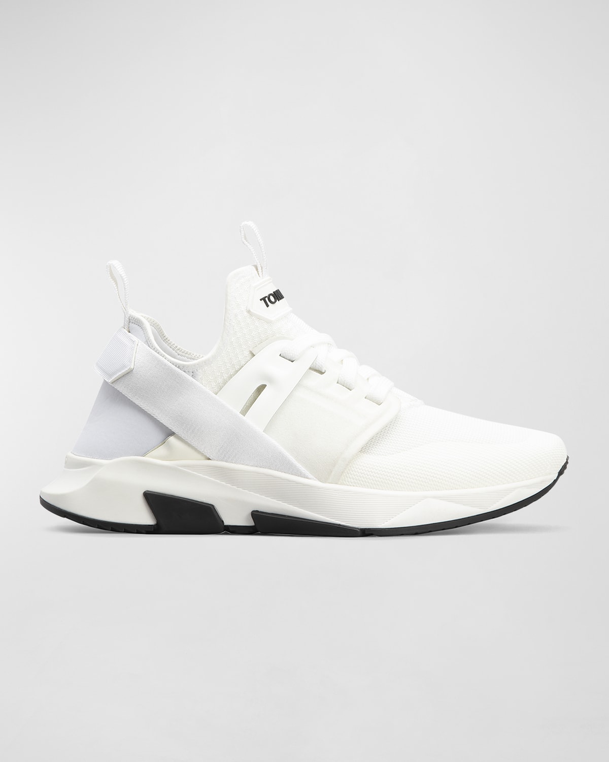 Shop Tom Ford Men's Jago Mesh Leather Heel-strap Trainer Sneakers In White