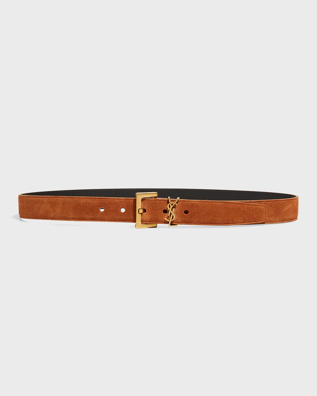 Saint Laurent Ysl Monogram Suede Belt In 6309 Brick