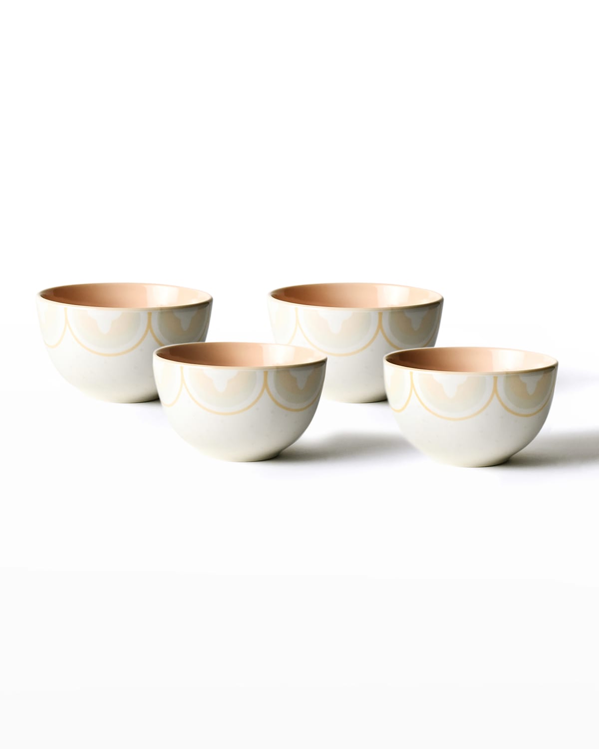 Shop Coton Colors 2-tone Arabesque Trim Small Bowls, Set Of 4 In Blush