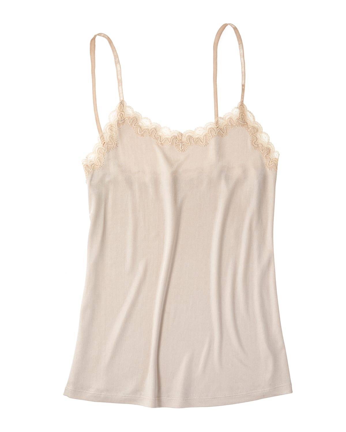 Uwila Warrior Plus Size Soft Silk Camisole With Scalloped Lace Trim In Smoke Grey