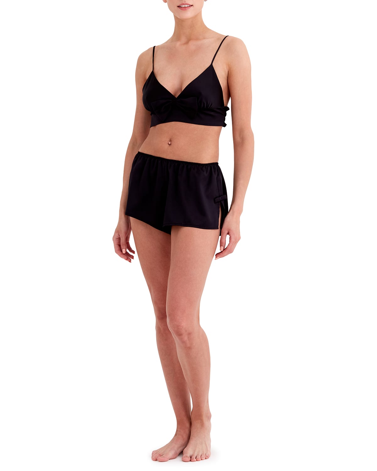 Rya Collection Shimmer Bralette & Shorts Set In Black