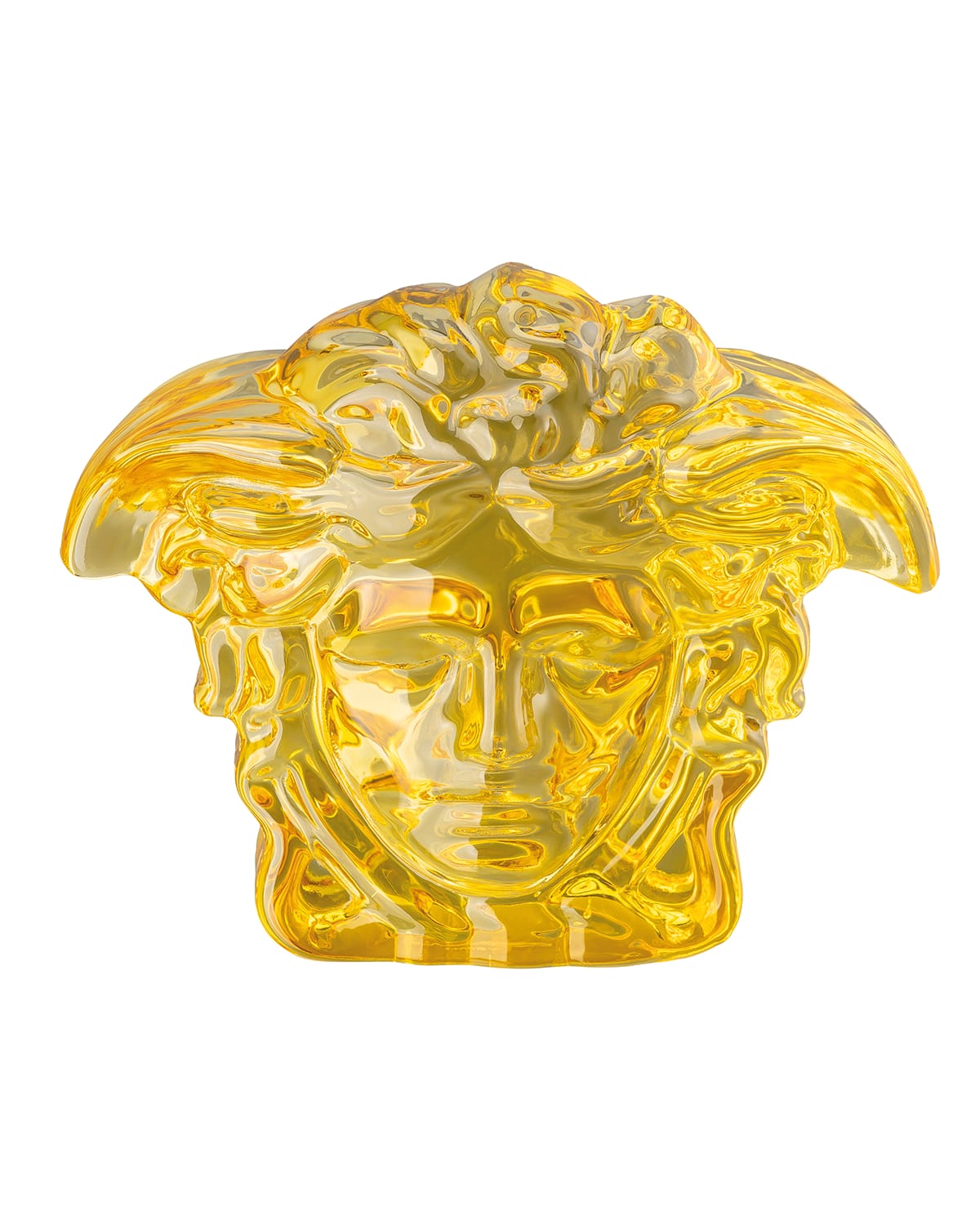 Versace Amber Medusa Paperweight In Yellow
