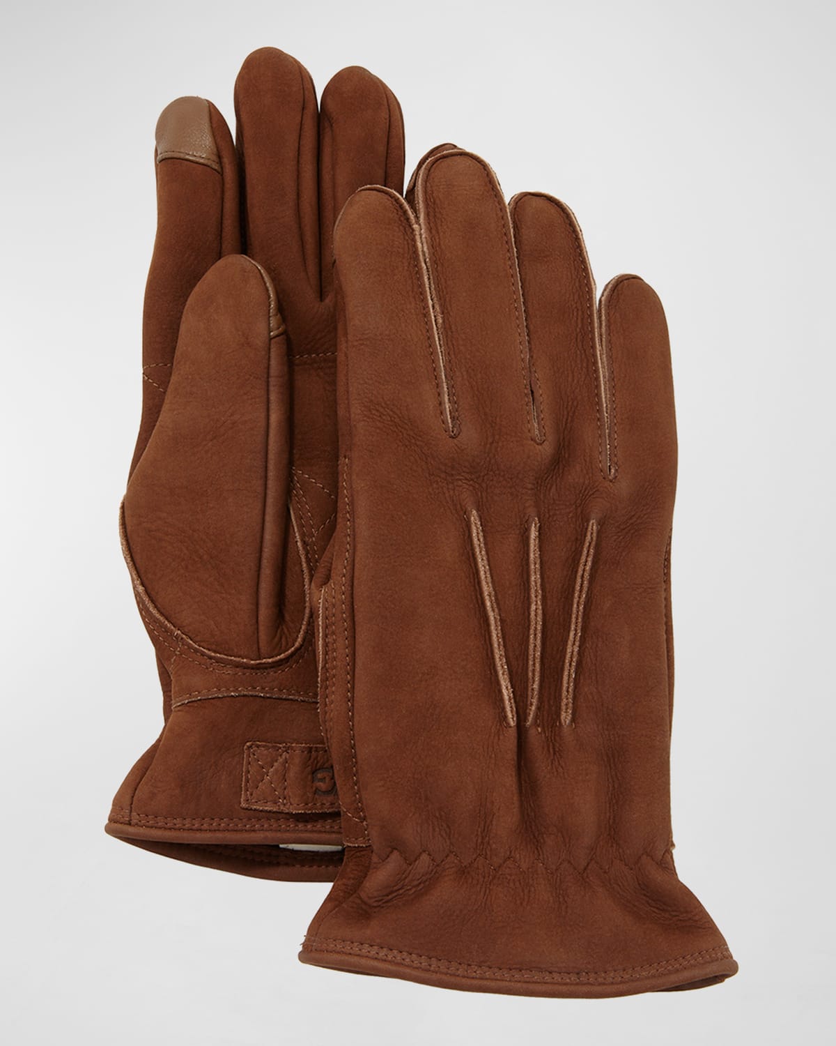 Ugg Men's Three-point Leather Gloves In Chocolate