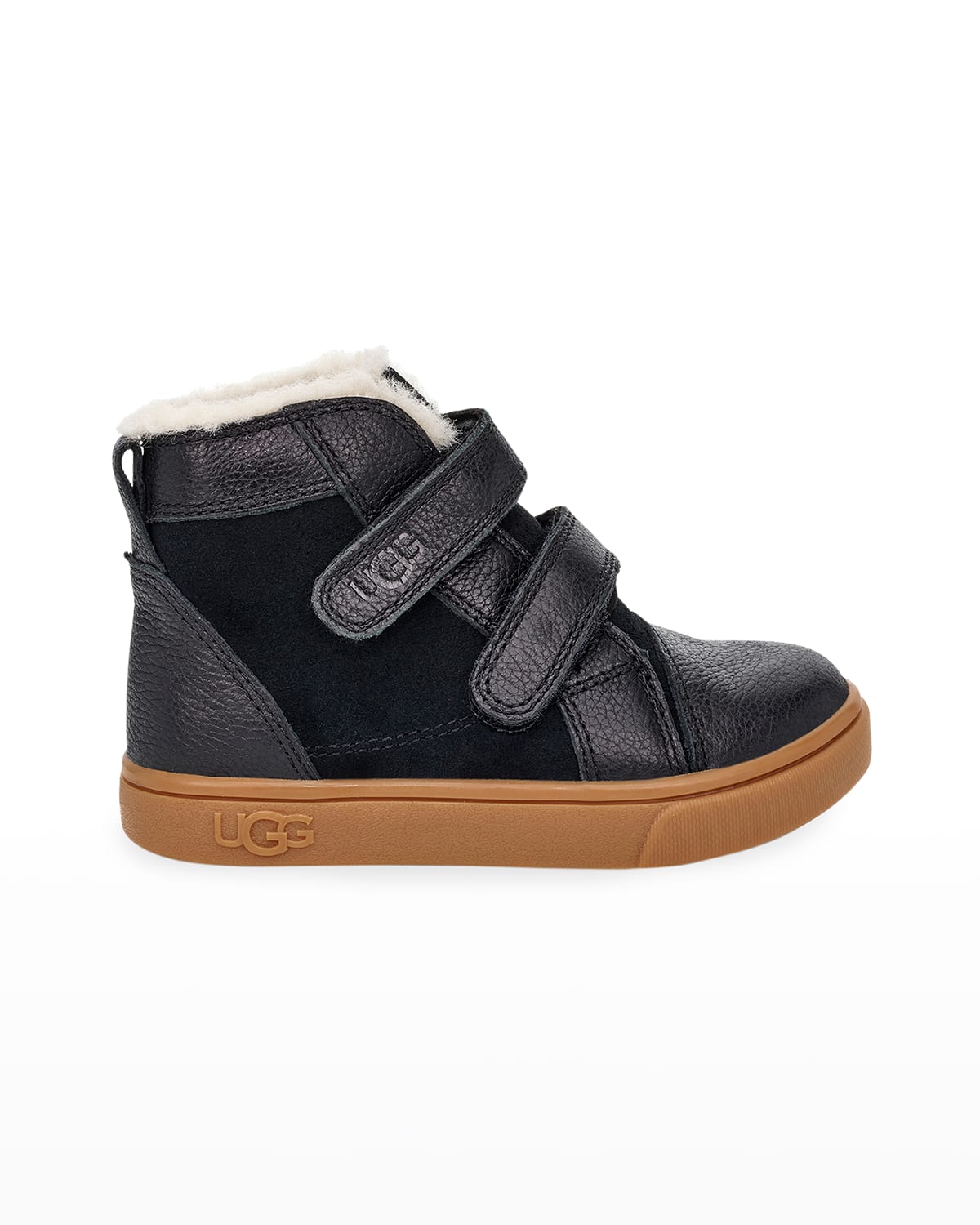 Shop Ugg Boy's Rennon Ii Suede & Leather Boots, Baby/toddler In Black
