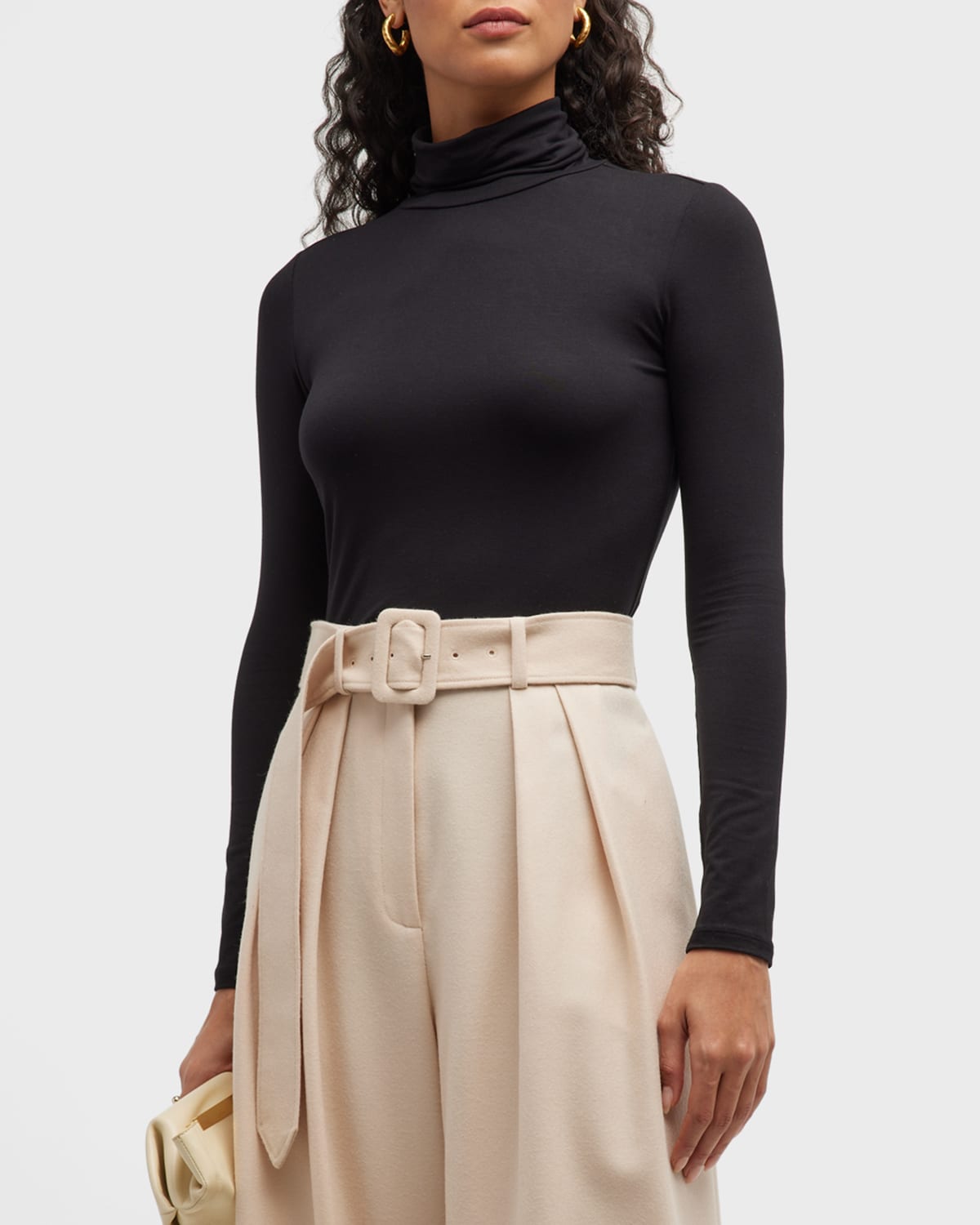 L Agence Lani Long-sleeve Turtleneck Top In Black