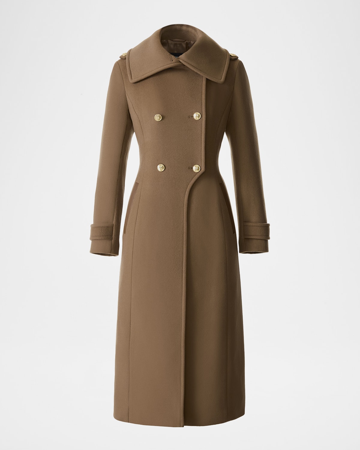 Mackage Elodie Double-breasted Sparkly Long Coat In Brown