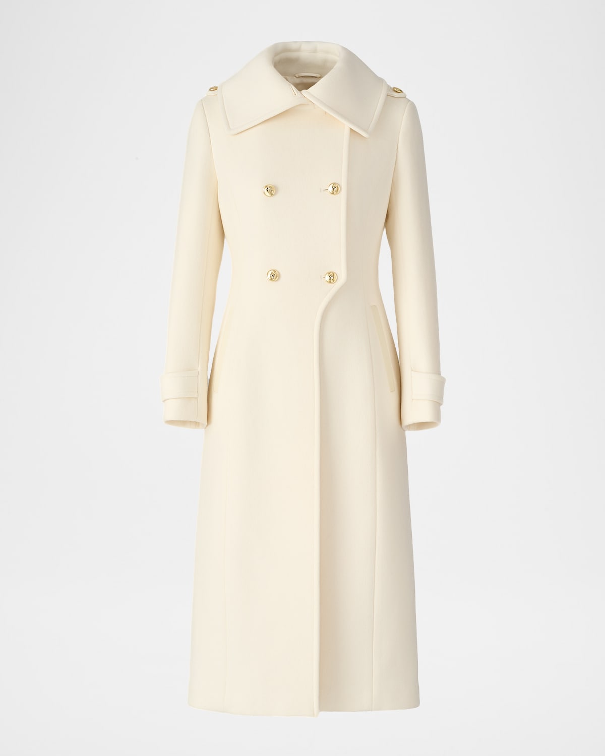 Mackage Elodie Double-breasted Sparkly Long Coat In White