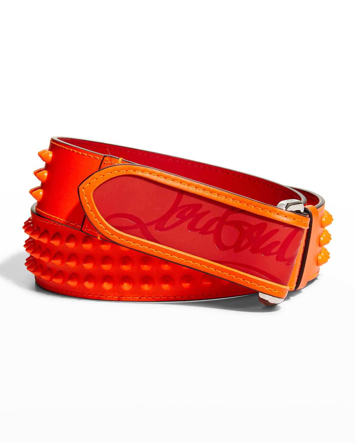 Christian Louboutin Loubi Spike Belt in Orange for Men