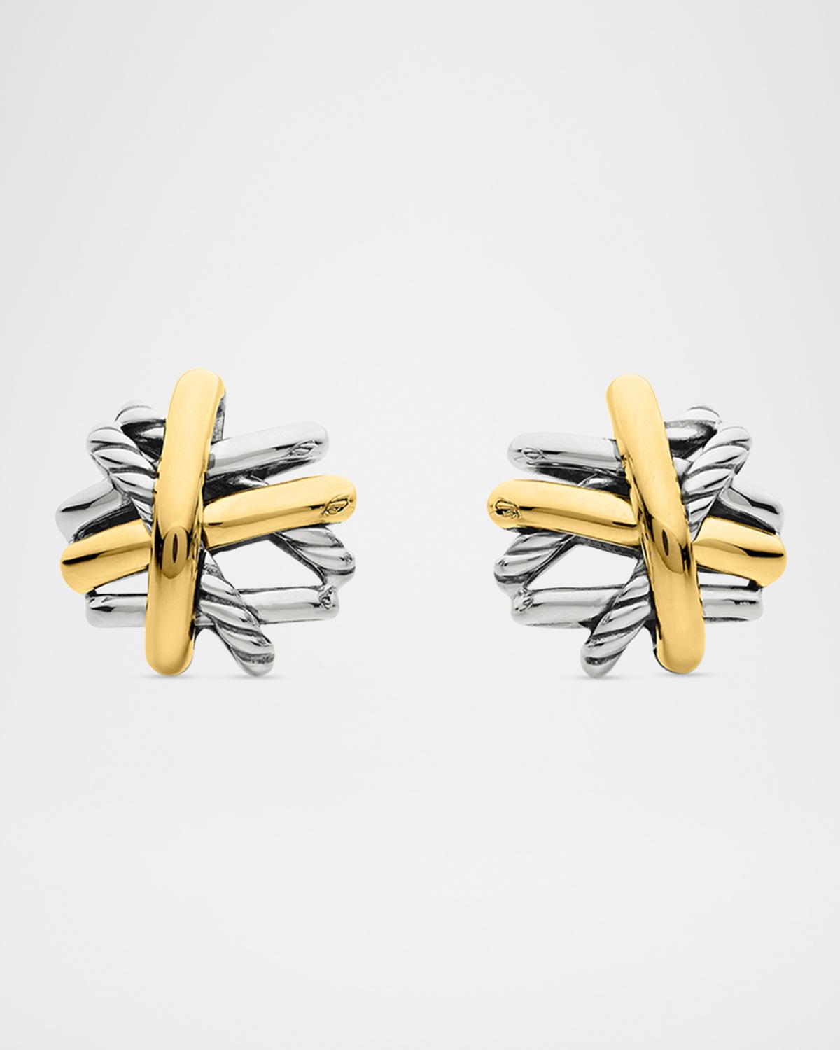 Crossover Sterling Silver & 18k Gold Stud Earrings