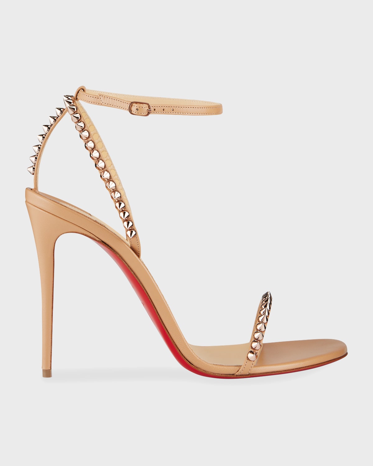 Christian Louboutin So Me Spike Red Sole Sandals In Blush