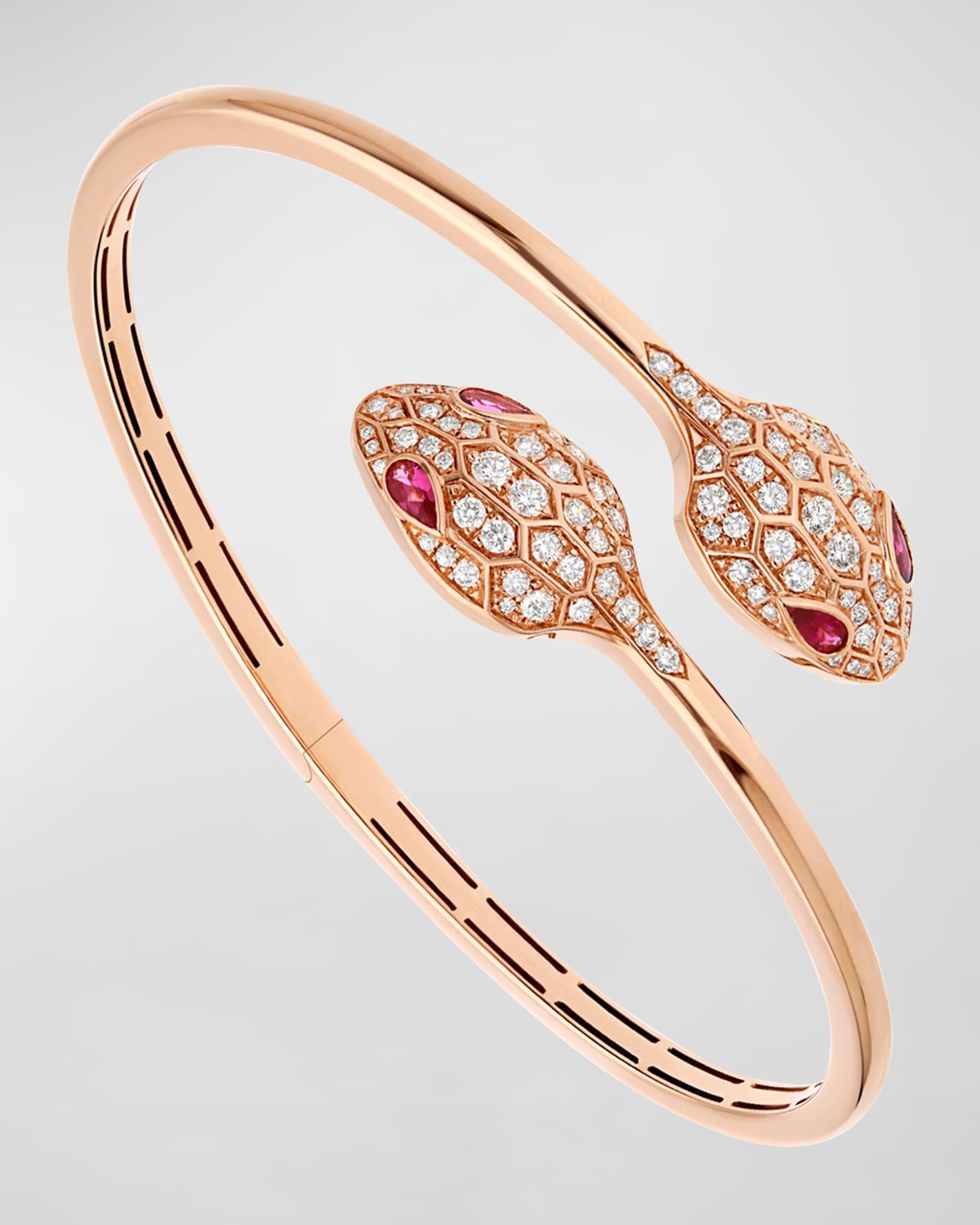 Serpenti Bypass Bracelet in 18k Rose Gold and Diamonds, Size S