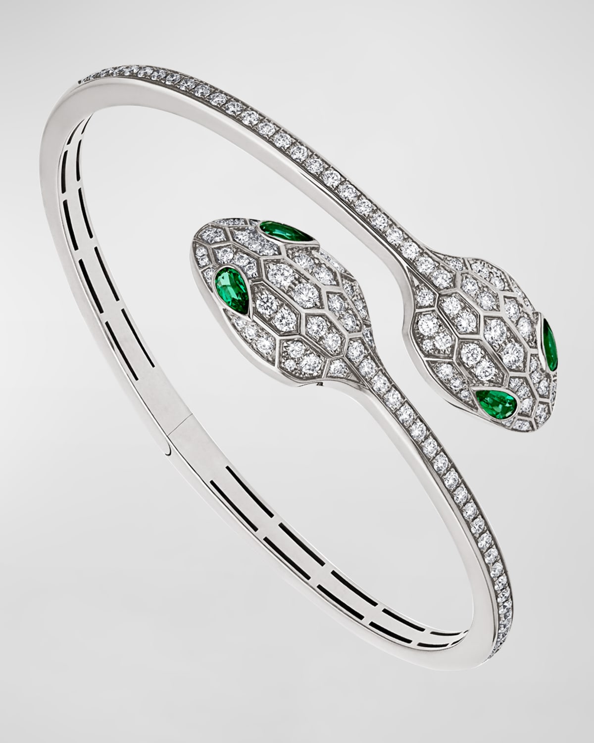 Serpenti Bypass Bracelet in 18k White Gold and Diamonds, Size S