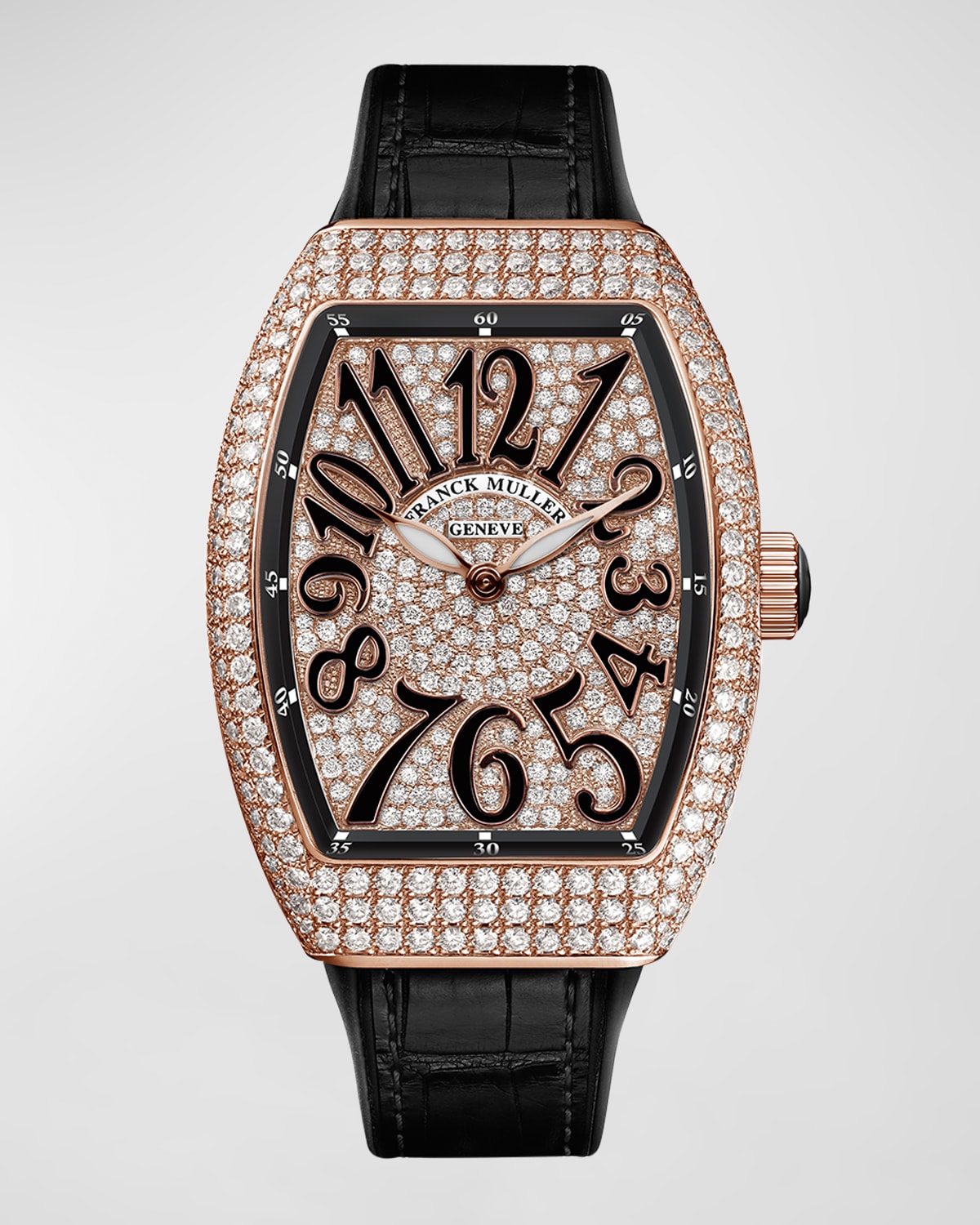 Franck Muller Vanguard All-Diamond Watch w/ Alligator Strap
