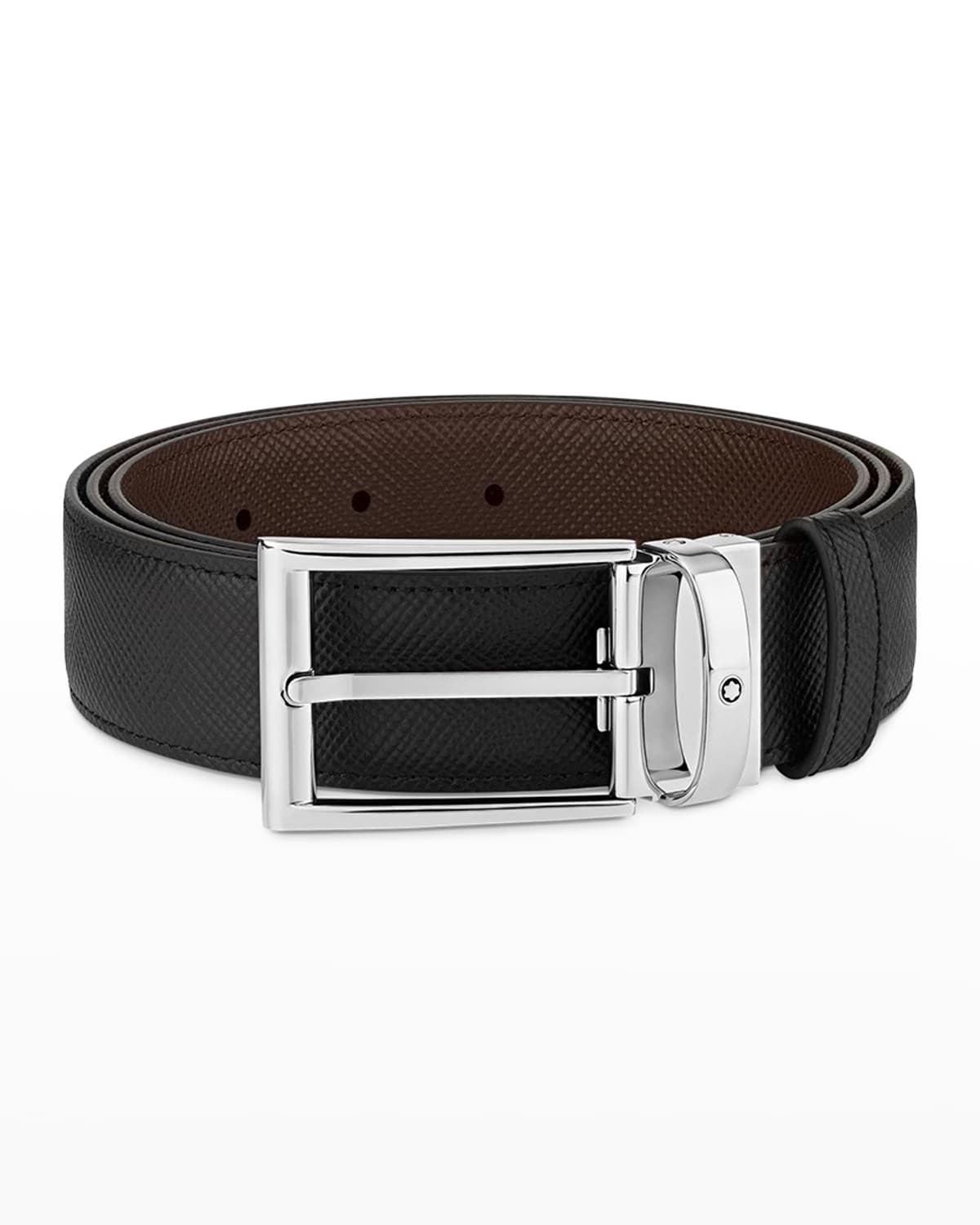 Montblanc Trapeze Reversible Leather Belt In Black/brown
