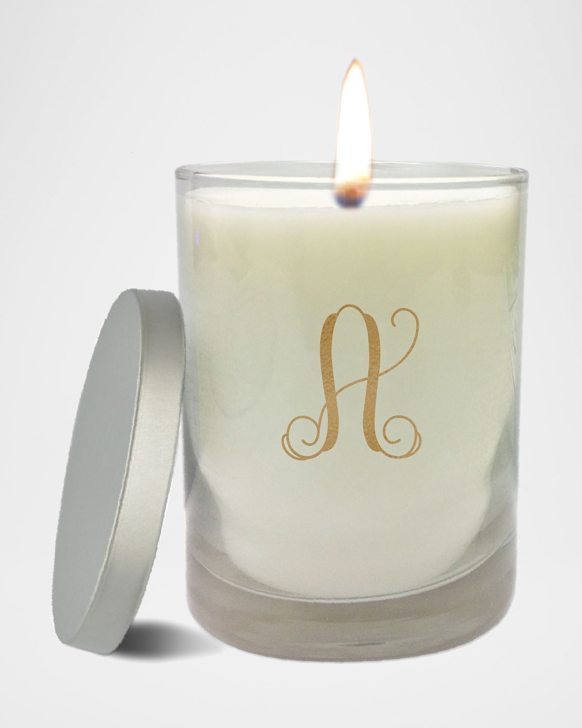 Carved Solutions Monogram Clear Glass Candle In Gold