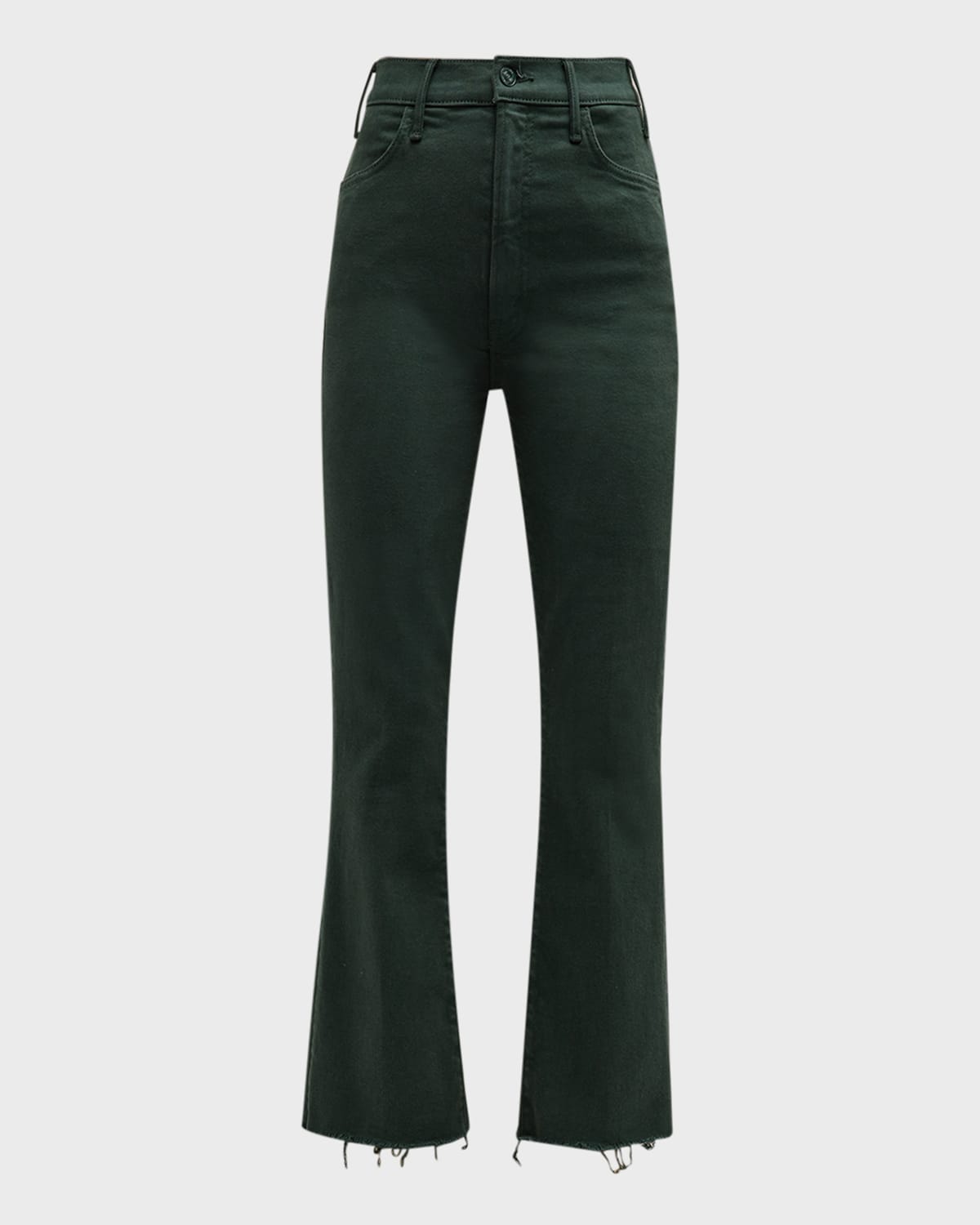 Mother The Hustler Ankle Fray Straight-leg Jeans In Black Forest