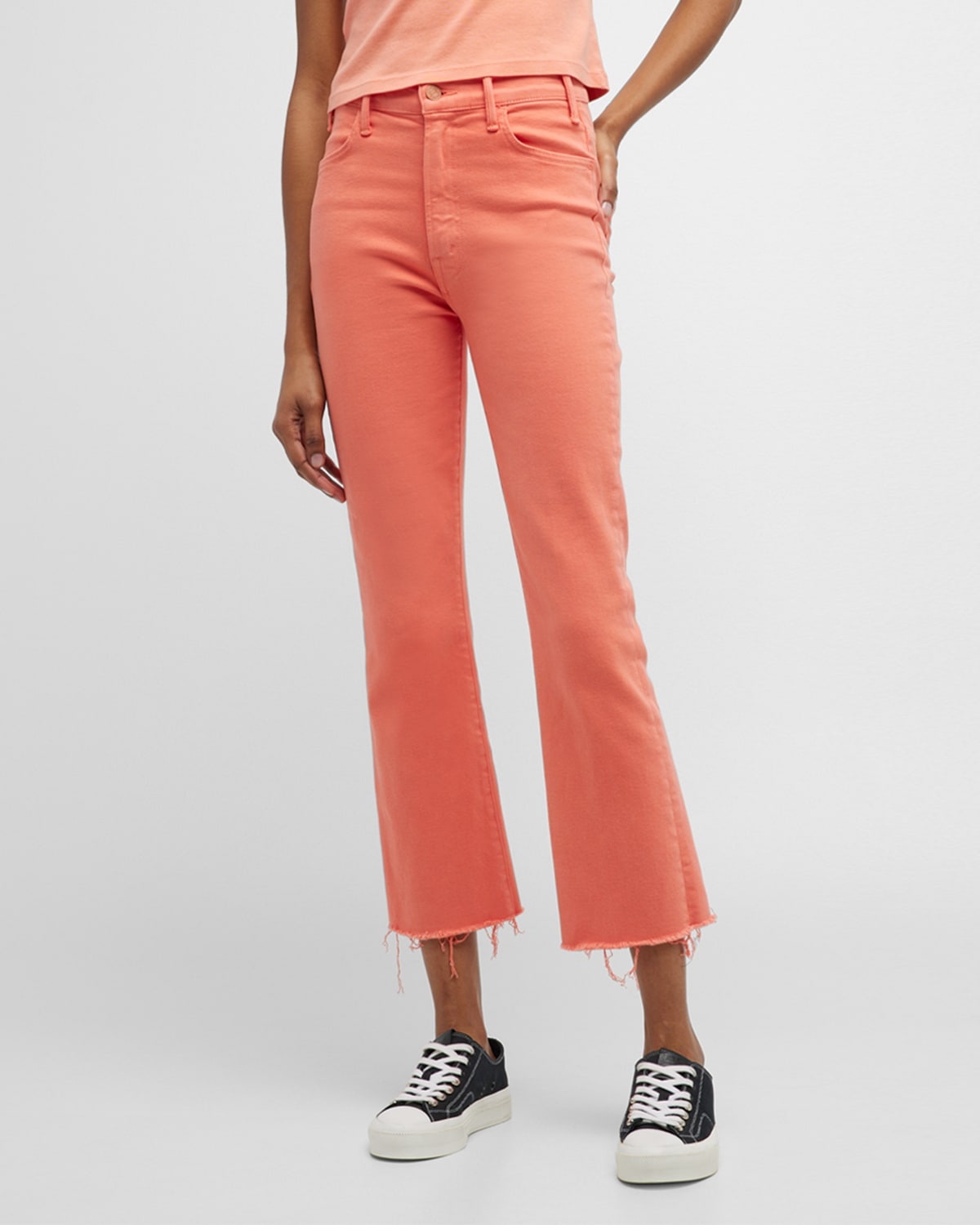 Mother The Hustler Ankle Fray Jeans In Pmn Persimmon