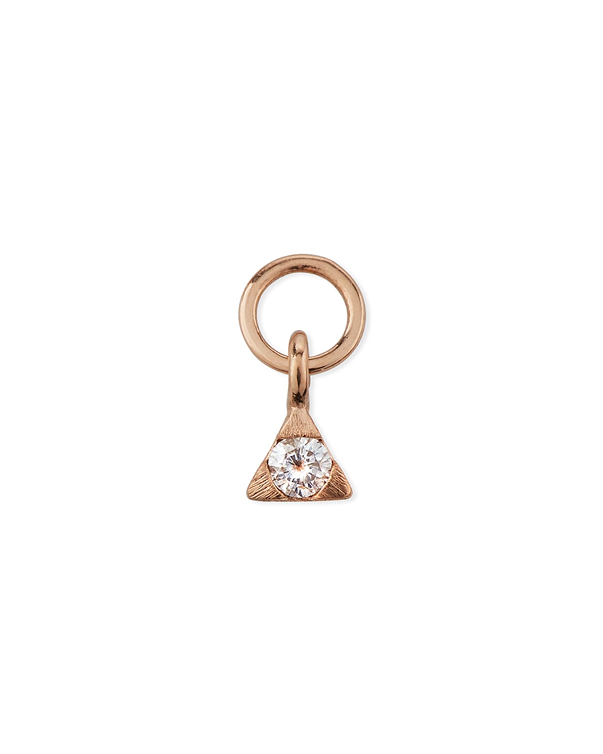 18K Rose Gold Petite Diamond Trillion Earring Charm, Single