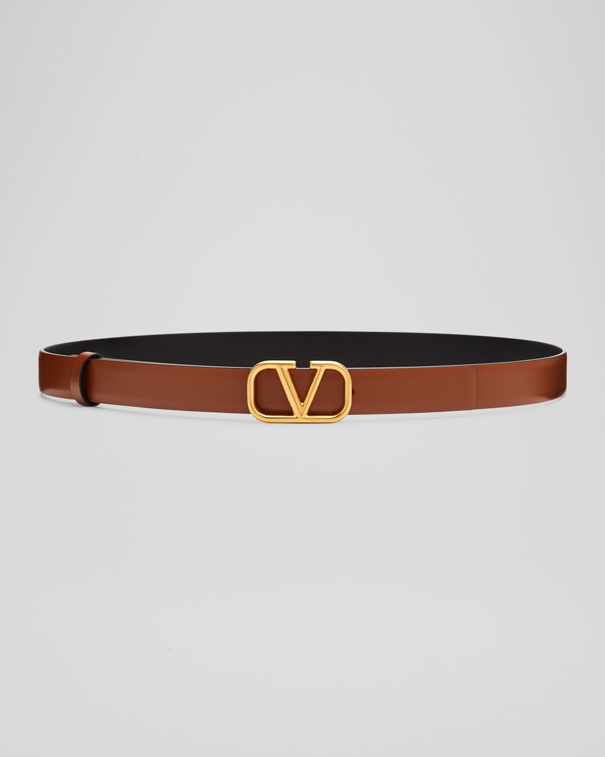 Valentino Vlogo Buckle Reversible Leather Belt In Selleria / Nero