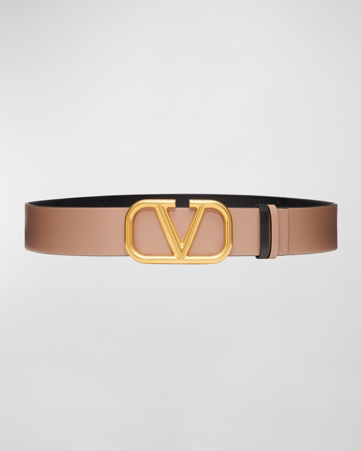 Reversible Vlogo Signature Belt In Glossy Calfskin 30 Mm for Woman in  Saddle Brown/black