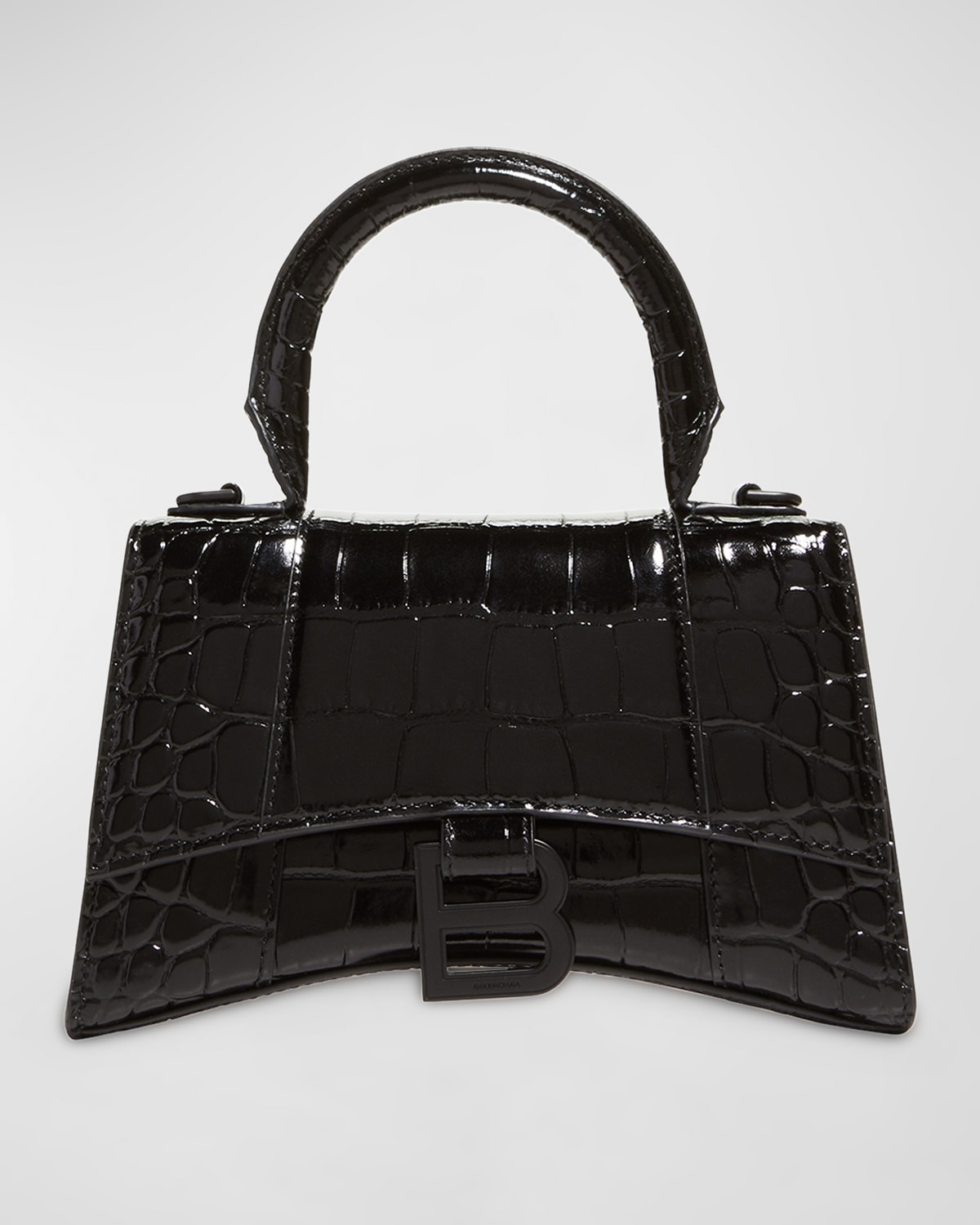 Balenciaga Hourglass XS Crocodile-Embossed Top Handle Bag