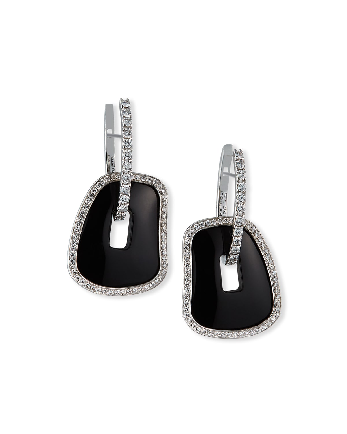 18k White Gold Diamond/Black Onyx Puzzle Earrings