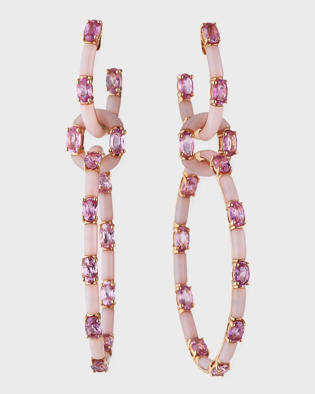 Etho Maria 18k Rose Gold Pink Sapphire & Opal Interlocking Earrings