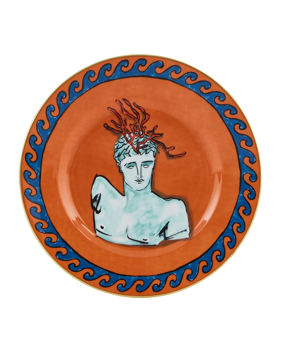 Shop Ginori 1735 Neptune's Voyage Dessert Plate In Orange