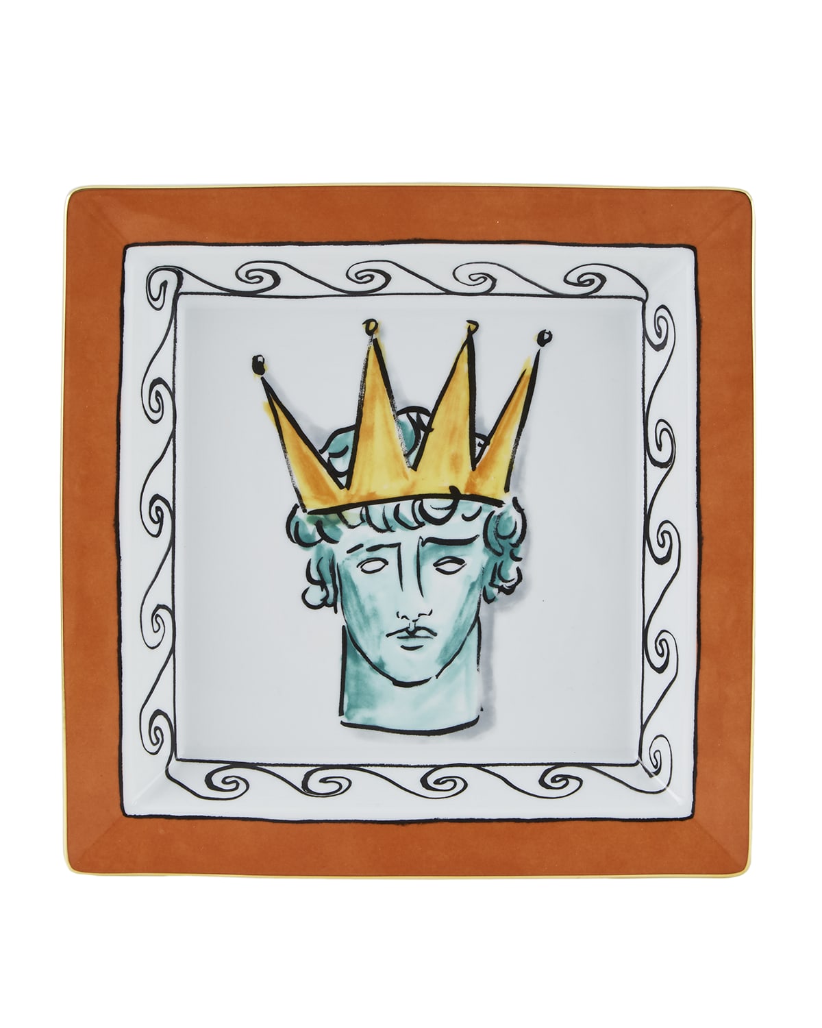 Ginori 1735 Neptune's Voyage Vide Poche Plate, Orange In Orange