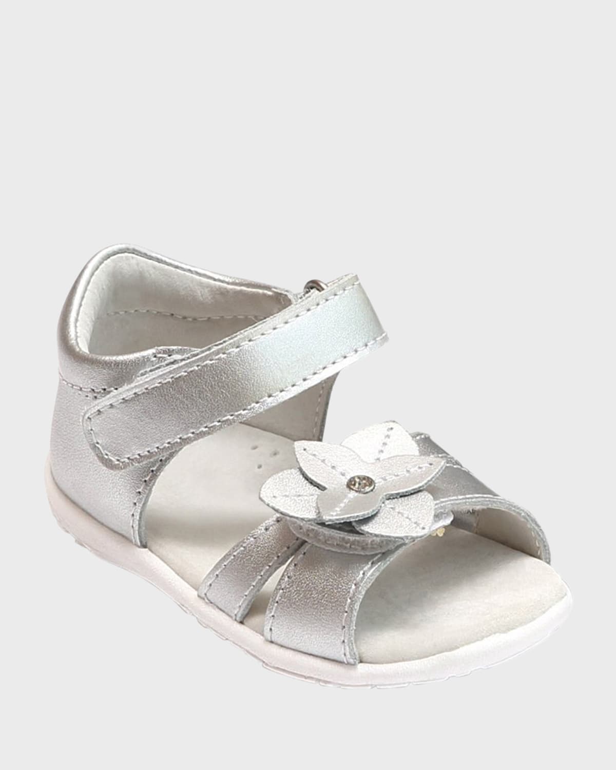 L'amour Shoes Kids' Nancy Jeweled Flower Sandal, Toddler In Silver