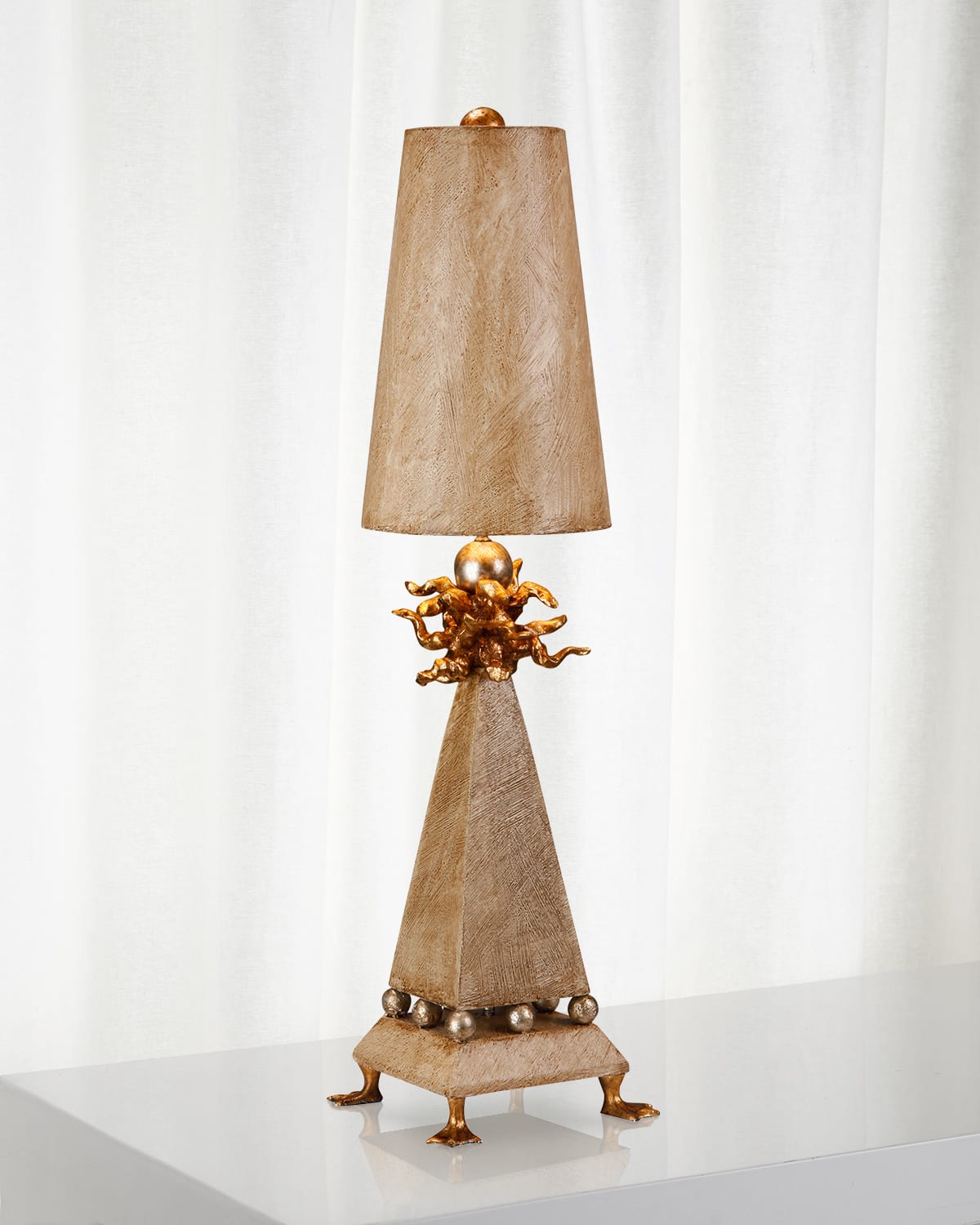 Shop Lucas + Mckearn Leda Table Lamp In Beige And Gold
