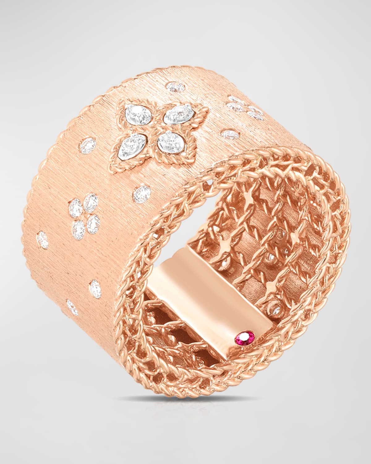 18k Rose Gold Venetian Princess Diamond Ring, Size 6.5
