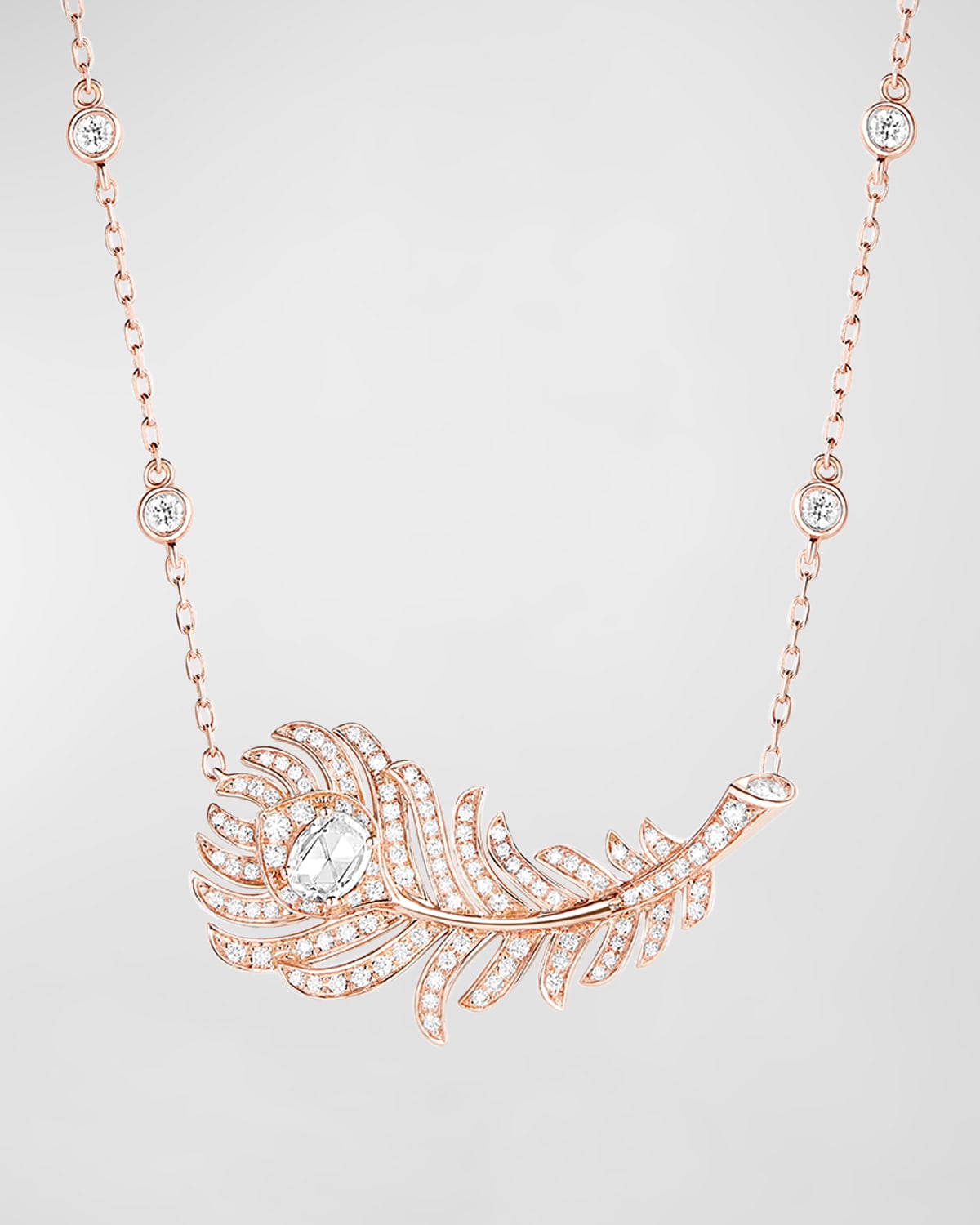 Boucheron Rose Gold Diamond Plume de Paon Necklace