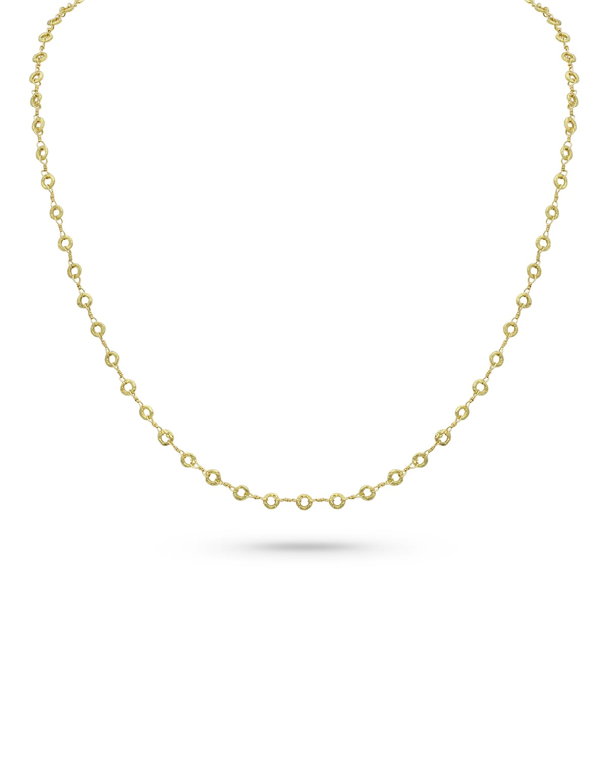 Dominique Cohen 18k Yellow Gold Carved Ring Delicate Chain Necklace, 22"L