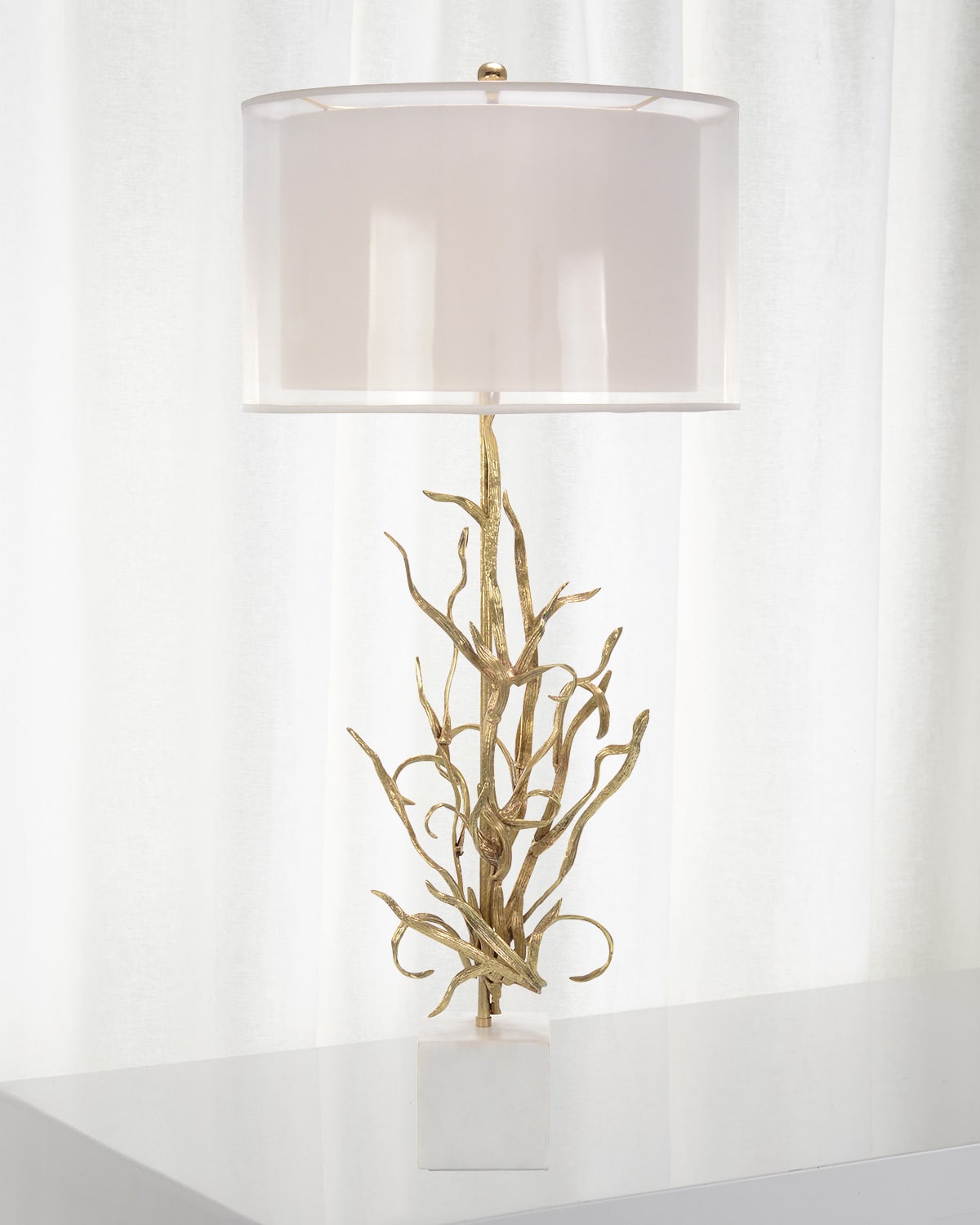 Shop John-richard Collection Swirling Reeds Brass Lamp In Gold