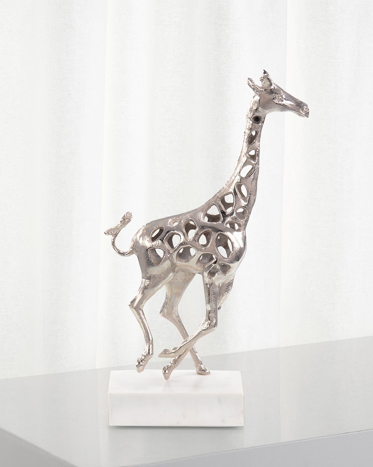 John-richard Collection Giraffe In Motion I Sculpture In Silver